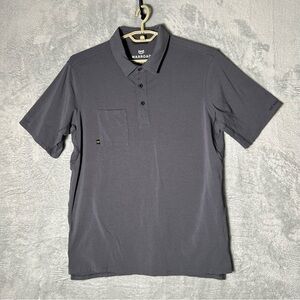 Warroad Polo Mens Large Gray Short Sleeve Henley Pocket Athletic Performance